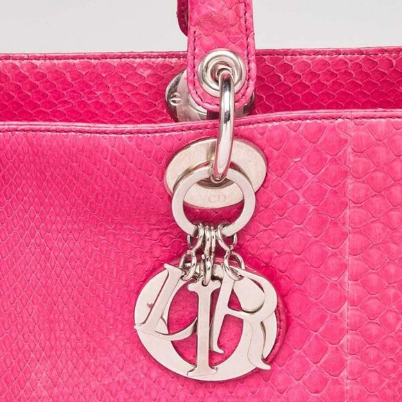 Christian Dior Pink Python Large Lady Dior Bag - Picture 8 of 11